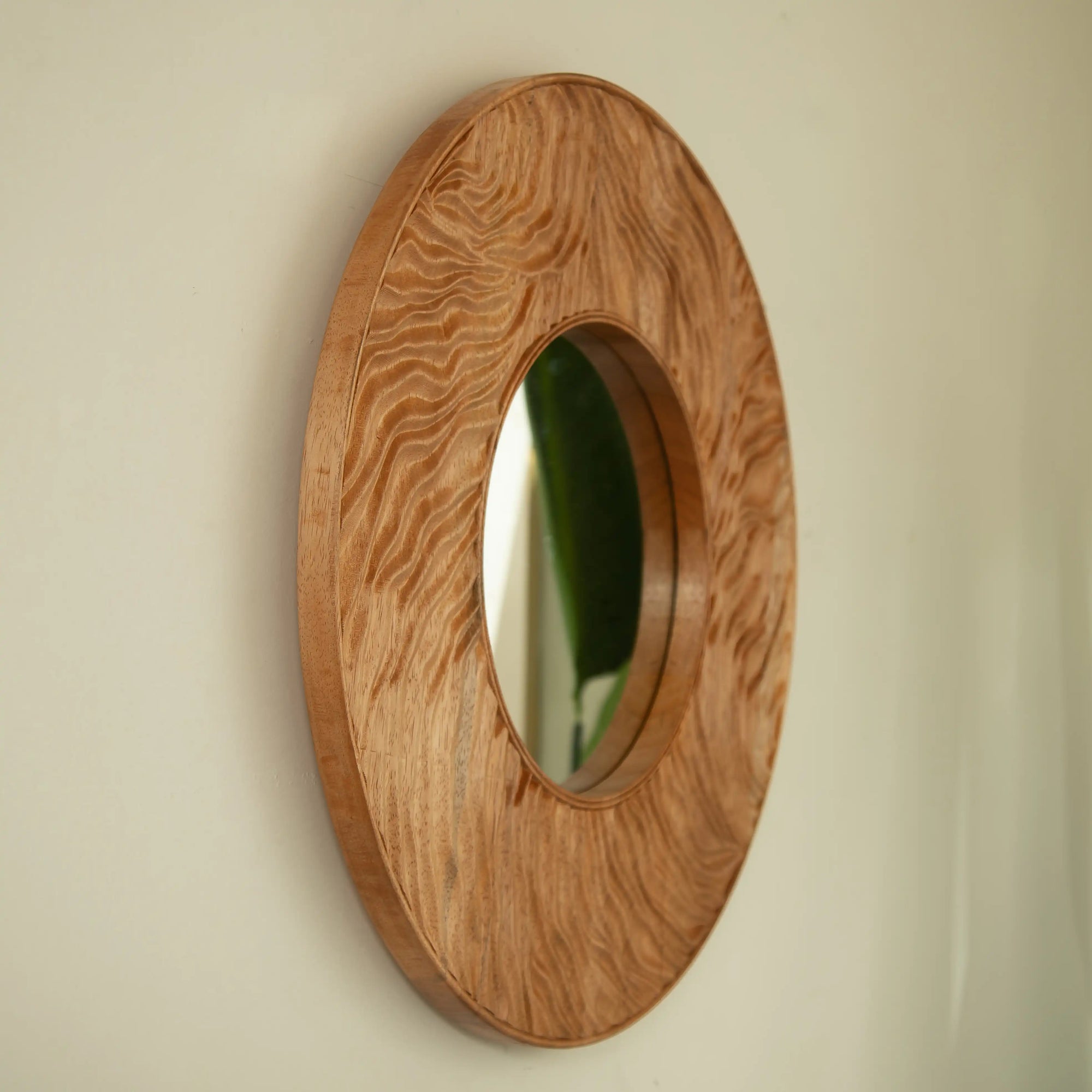 Eon Series 24&quot; Round Rosewood Bathroom Decorative Wall Mirror