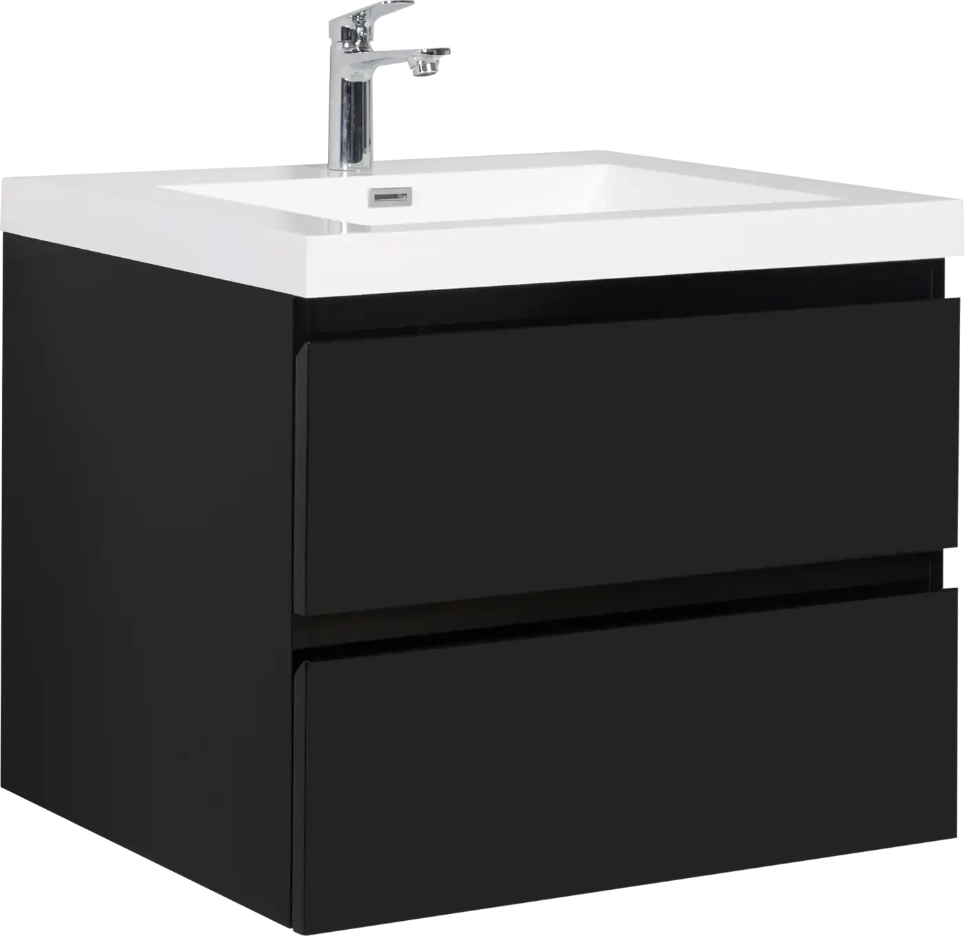 Floating Bathroom Vanity with Resin Top Basin &amp; Soft Close Drawers - Modern Wall-Mounted Storage Cabinet color: Black