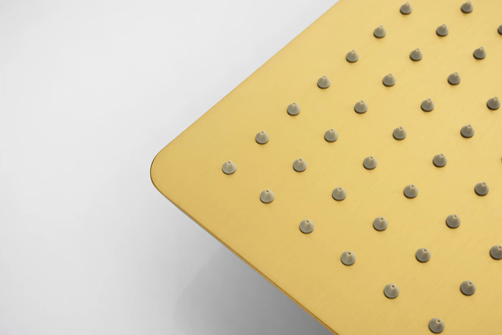 Brushed gold showerhead with Silicone Nozzles, featuring a modern design and premium finish for luxurious bathroom experiences.
