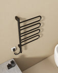 17 x 31 electric towel rack warmer in matte black with 180° rotating arms and digital control | Ace Decor