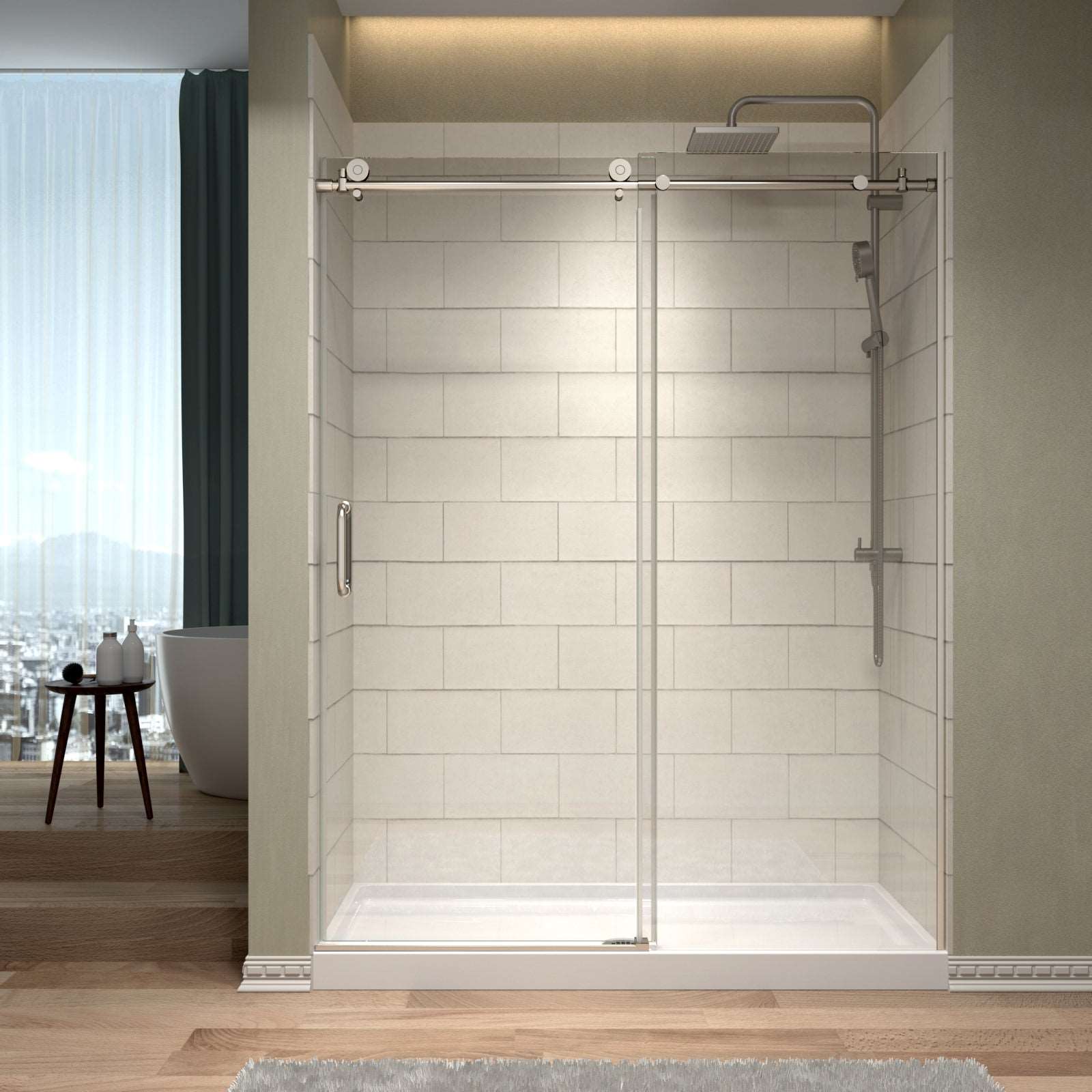 chrome frameless sliding glass shower doors