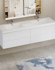 71 X 20 Modern Floating Double Sink Bathroom Vanity - Wall Mounted Storage Cabinet color: White