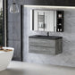 Floating Bathroom Vanity with Quartz Sand Basin and Soft Close Drawers color: Grey