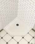 Corner Drain Neo-Angle Shower Base for Tile color:White