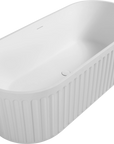 Nectar series 67" freestanding soaking bathtub with smooth interior and vertical ribbed grooves.