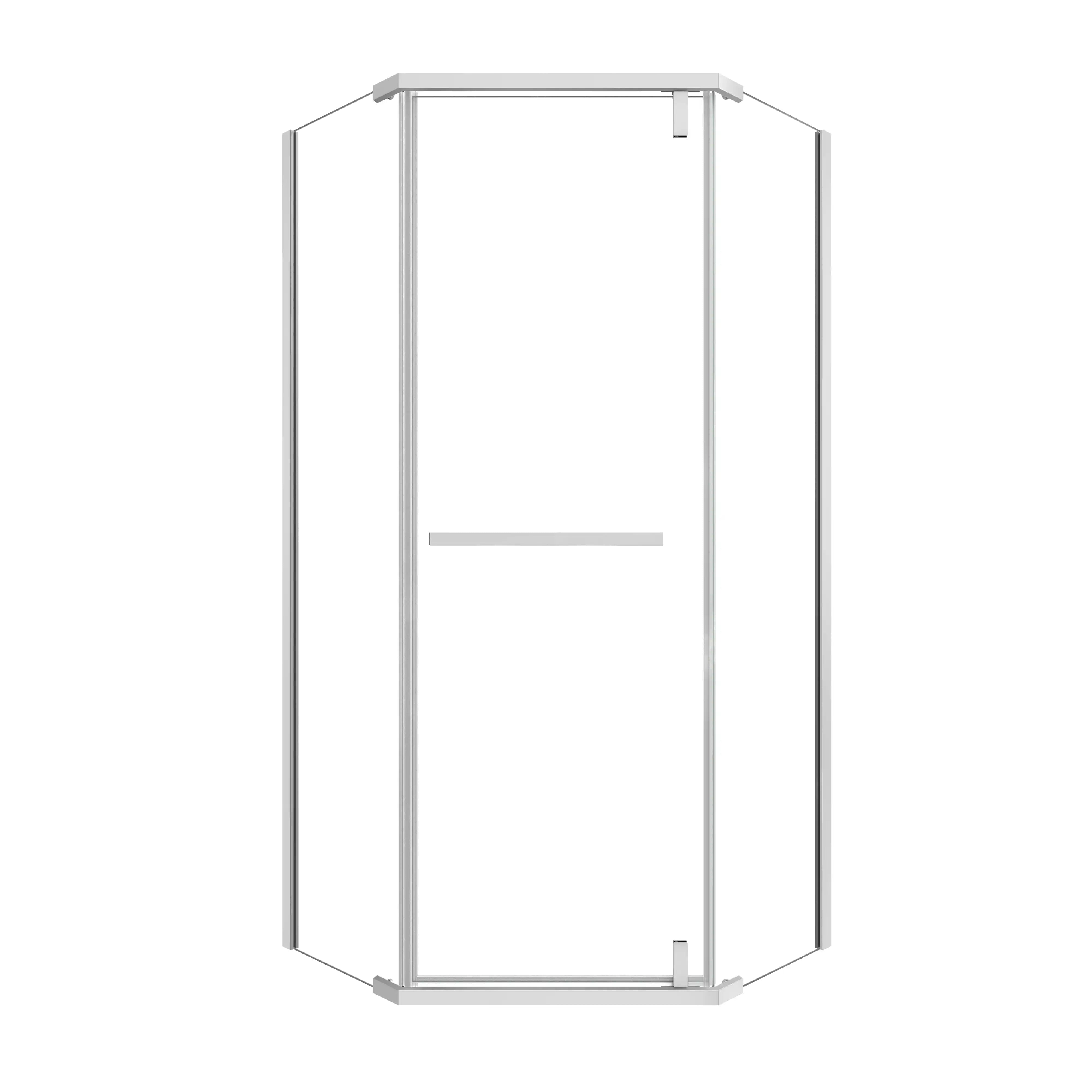 Velora Series 36 x 72 semi-framed pivot shower enclosure in matte white finish with tempered glass and stainless steel frame | Ace Decor