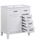 30" shallow vanities for small bathrooms with open drawers | Ace Decor