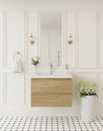 Oakmere Series 30" Natural Oak Bathroom Floating Vanity with Resin Sink & 2 Soft-Close Drawers