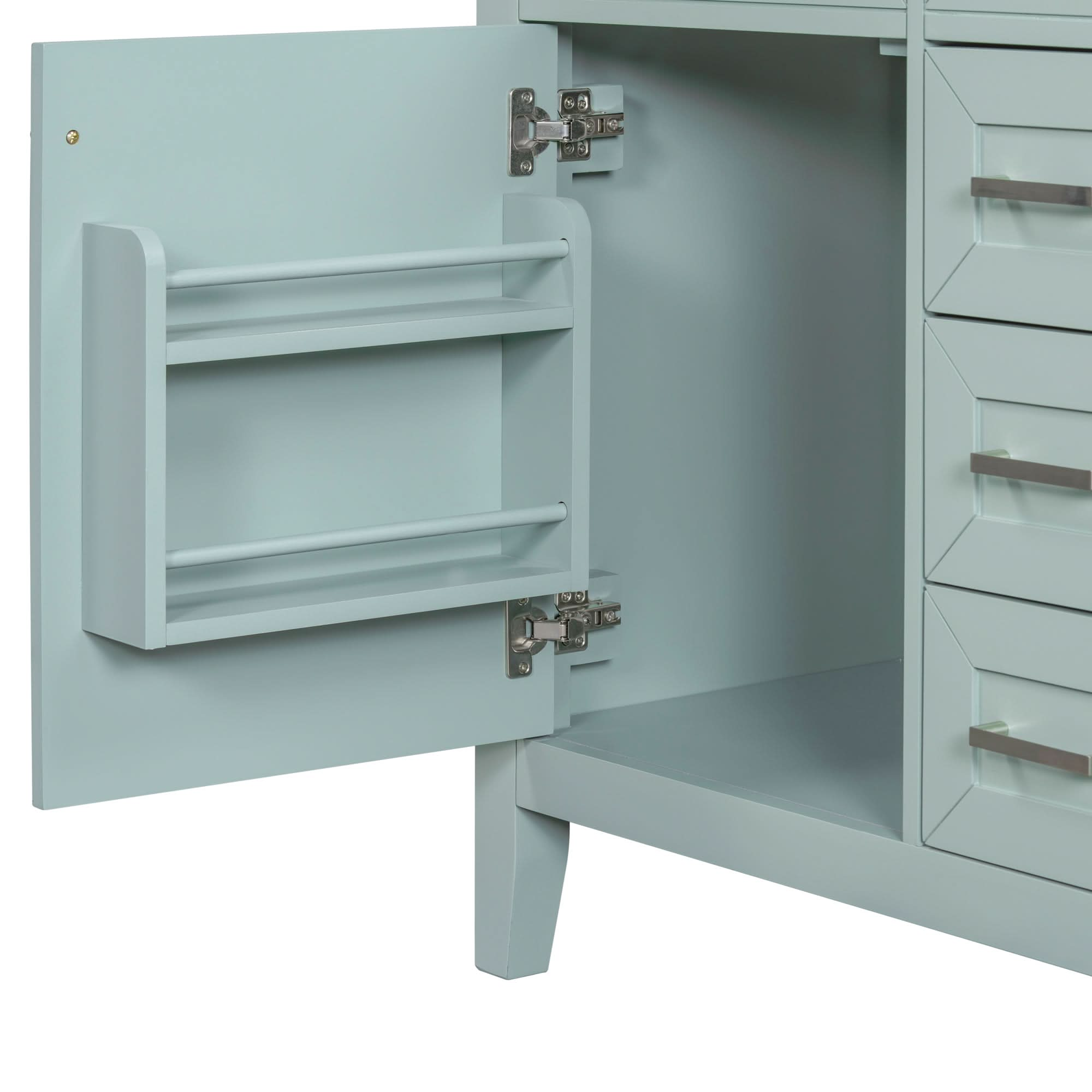 bathroom cabinet with drawers color:green