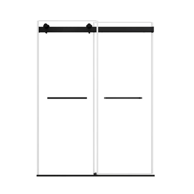 Matte black sliding shower door, frameless 48 x 74 | Ace Decor