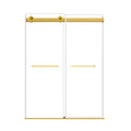 48" x 74" Brushed Gold Frameless Double Sliding Shower Door with Soft-Close - Leak-Proof, Easy-Clean