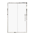 Chrome framed single sliding shower door with stainless steel handle, size 48x72.