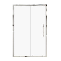 Chrome framed single sliding shower door with stainless steel handle, size 48x72 | Ace Decor