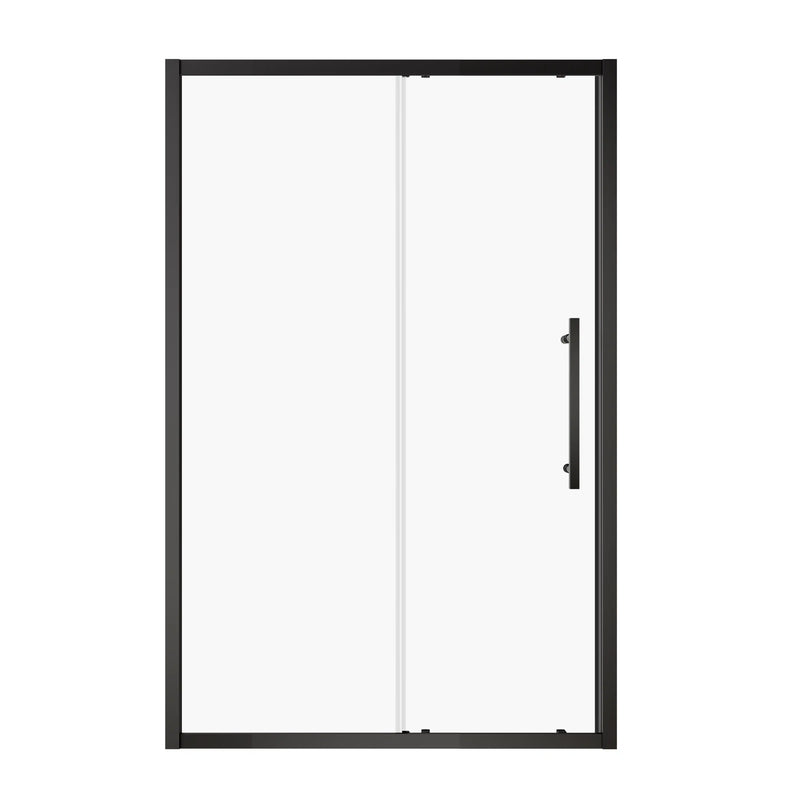 Brivio Series 48" x 72" Black Framed Single Sliding Shower Door - Magnetic Seal, 1/4" Tempered Glass
