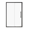 Brivio matte black framed single sliding shower door with stainless steel handle, size 48x72.