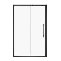 Matte black framed single sliding shower door with stainless steel handle, size 48x72 | Ace Decor