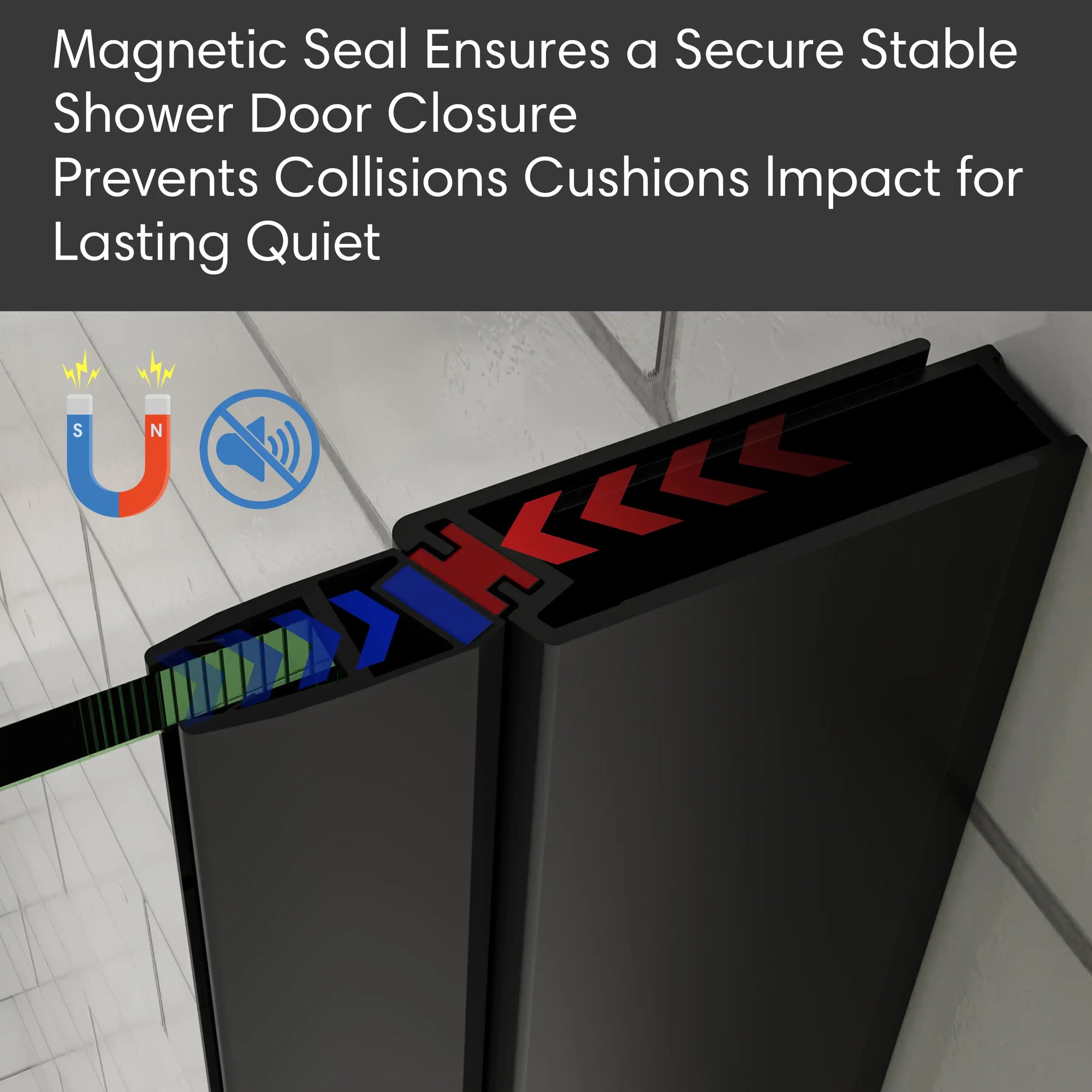 Magnetic seal and waterproof strips ensure tight closure, helping prevent leaks and keep the bathroom floor dry.