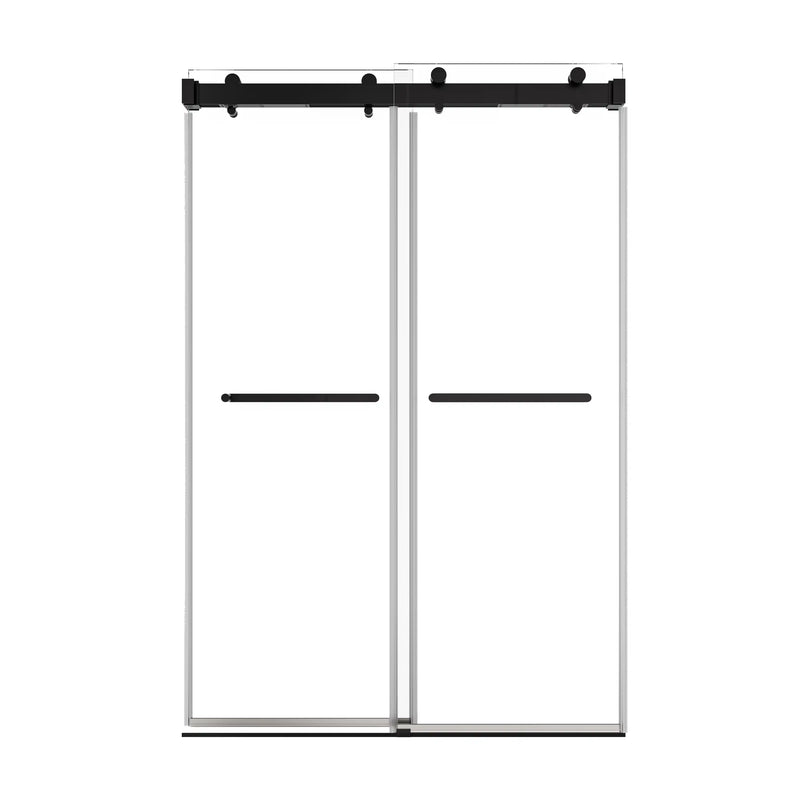 Verta Series 48" x 76" Double Sliding Frameless Shower Door with 10mm Tempered Glass - Matte Black