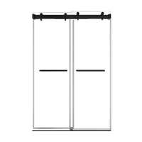48 x 76 black sliding shower door 48 inch with frameless modern design and sleek dual handles | Ace Decor
