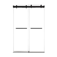 48 x 76 black sliding shower door 48 inch with frameless modern design and sleek dual handles | Ace Decor