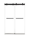 48 x 76 black sliding shower door 48 inch with frameless modern design and sleek dual handles | Ace Decor