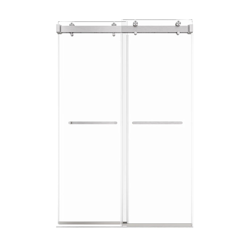 Verta Series 48" x 76" Double Sliding Frameless Shower Door with 10mm Tempered Glass - Brushed Nickel
