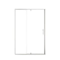 Framed 48 pivot shower door with clear glass design and watertight seals, size 48 x 71.