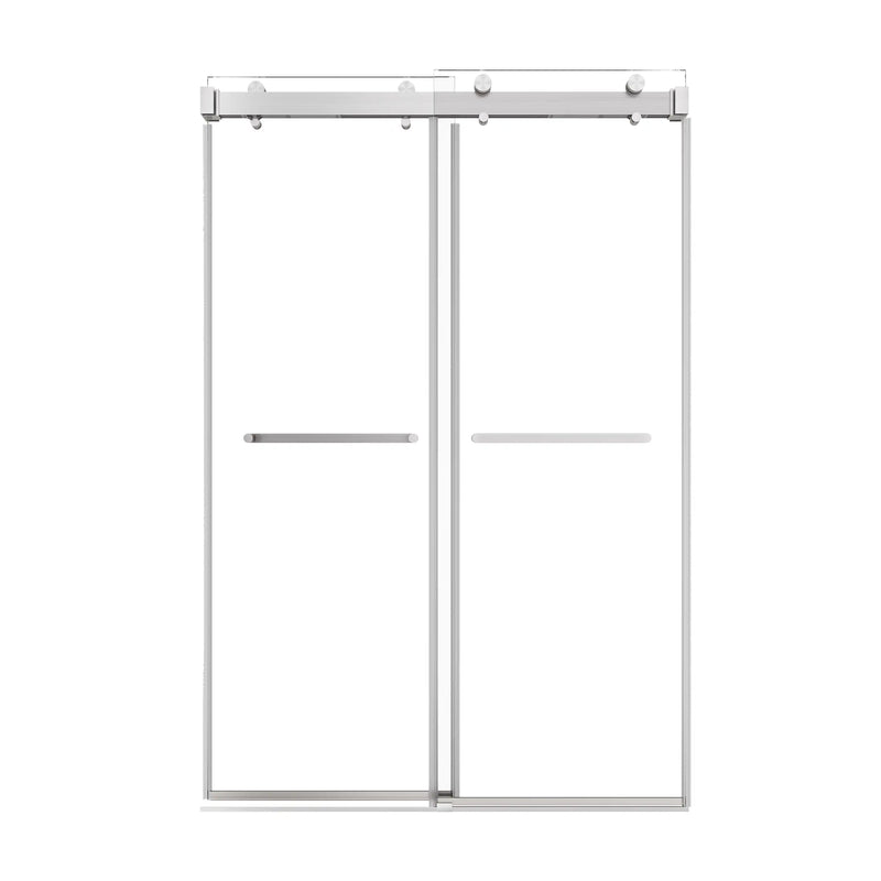 Verta Series 48" x 76" Double Sliding Frameless Shower Door with 10mm Tempered Glass - Brushed Nickel