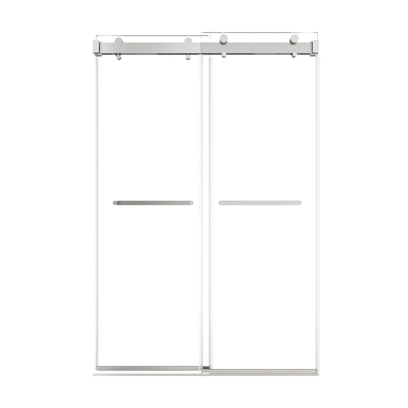 Verta Series 48" x 76" Double Sliding Frameless Shower Door with 10mm Tempered Glass - Chrome
