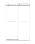 48 x 76 chrome 48 inch sliding shower doors with frameless modern design and dual towel bar handles | Ace Decor
