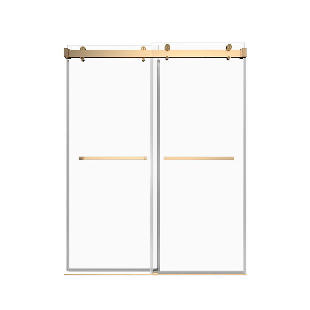 Gorgeous Soft-closing Double Sliding Frameless Shower Door With 3/8 Inch Clear Glass color:brushed gold
