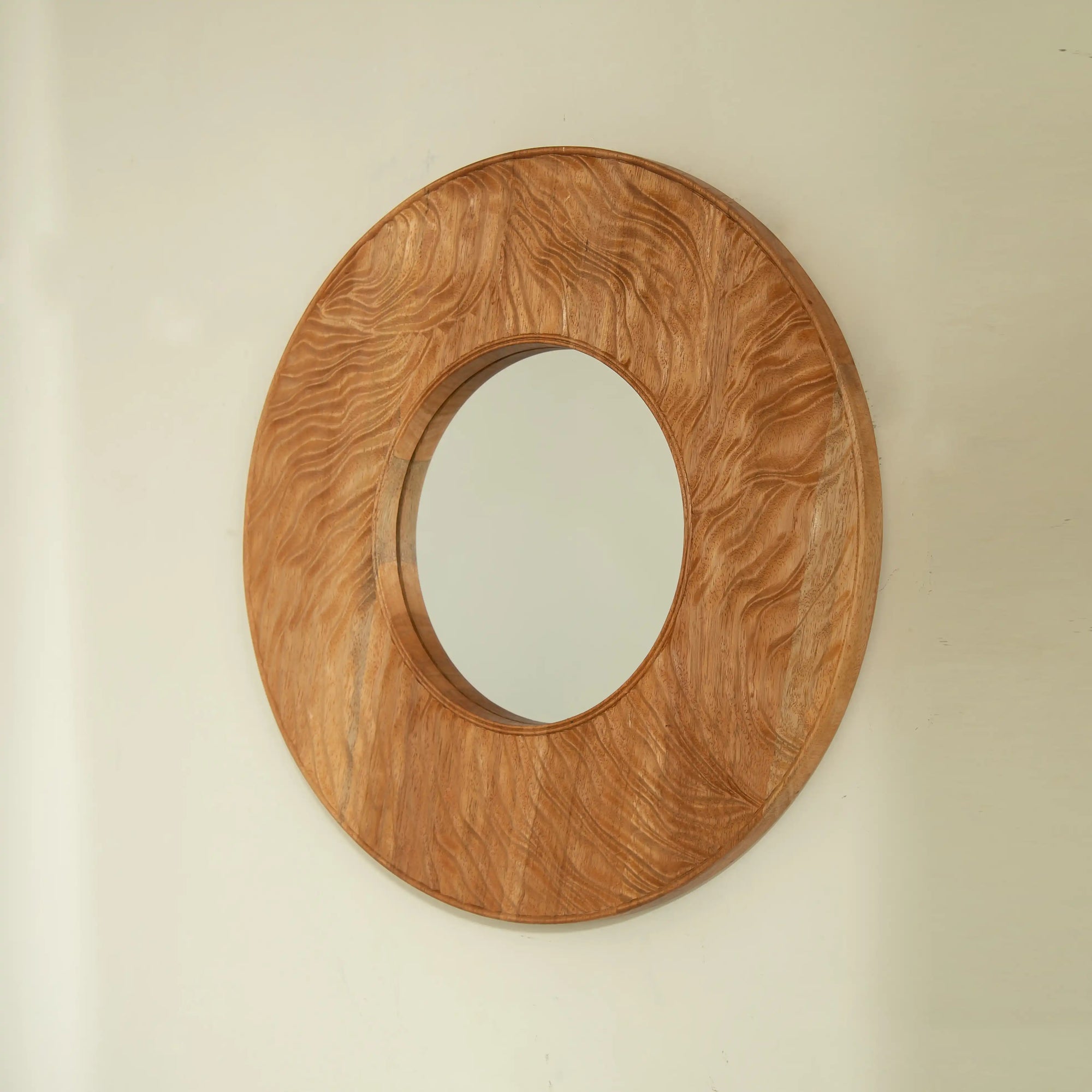 Eon Series 24&quot; Round Rosewood Bathroom Decorative Wall Mirror