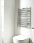 Silver Electric Heated Towel Rack - Wall-Mounted Towel Warmer with 10 Stainless Steel Bars color: Silver