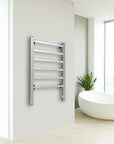 Silver Electric Heated Towel Rack - Wall-Mounted Towel Warmer with 6 Stainless Steel Bars color: Silver