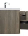 48 inch bathroom vanity in ash grey finish with side view and soft-close drawers | Ace Decor