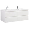 71" White Wall-mounted Bathroom Vanity – Double Sinks & 4 Soft-Close Drawers