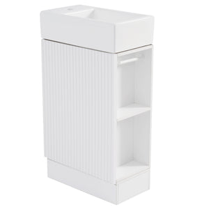 18.6" Classic White Bathroom Vanity Cabinet with Sink And Two-tier Shelf
