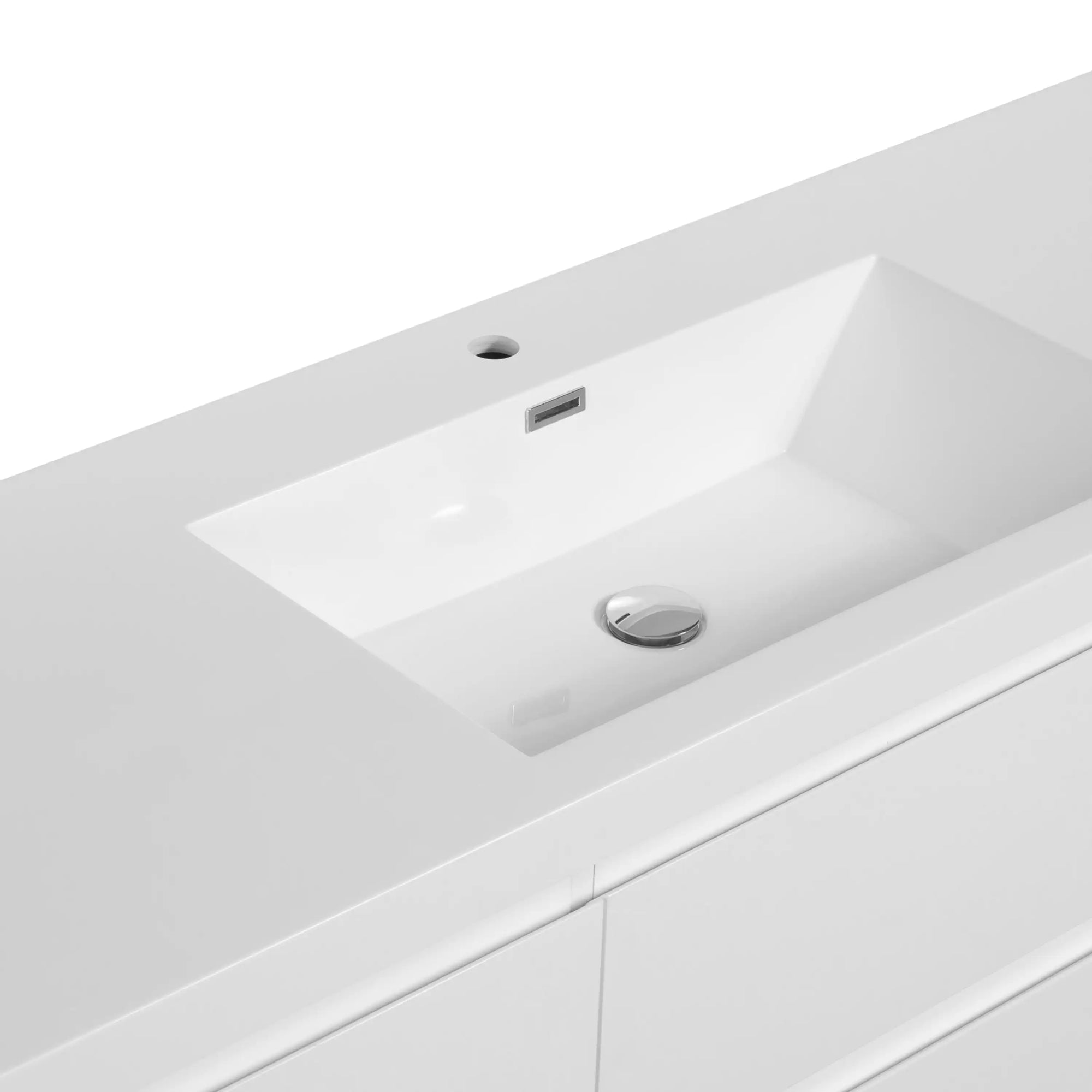 59 inch bathroom vanity with integrated single sink, smooth resin basin, and easy-clean white surface | Ace Decor