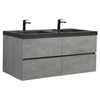 59" Dark Grey Floating Bathroom Vanity with 2 Matte Black Quartz Sinks