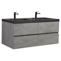59"/71" Dark Grey Floating Bathroom Vanity with 2 Matte Black Quartz Sinks