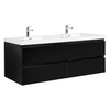71" Black Wall-mounted Bathroom Vanity – Double Sinks & 4 Soft-Close Drawers