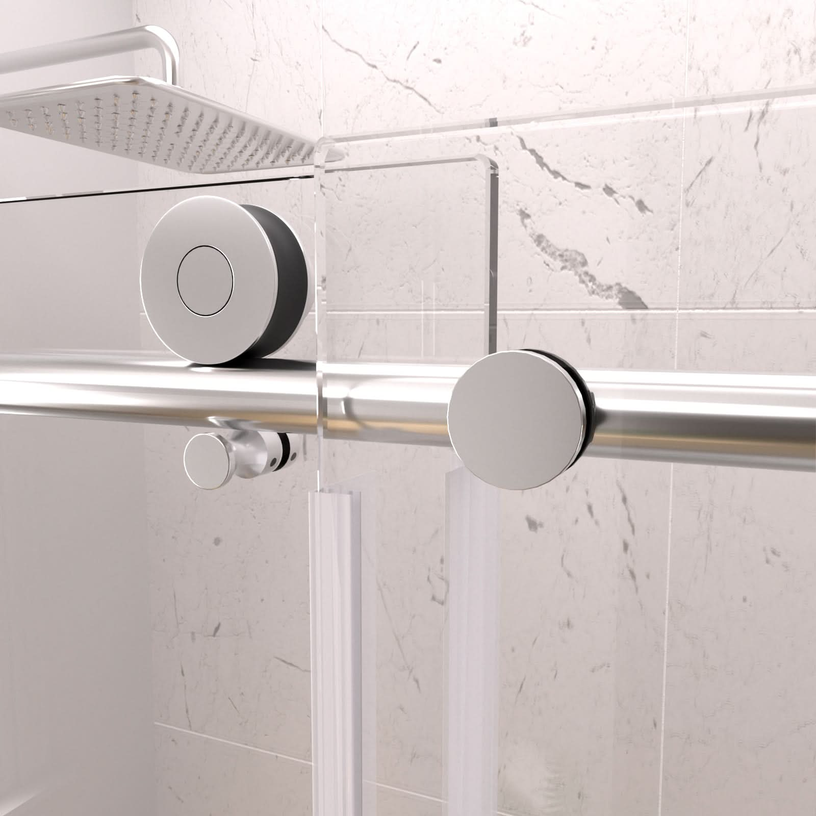 Sliding Shower Doors Stainless Steel Frameless color:Chrome