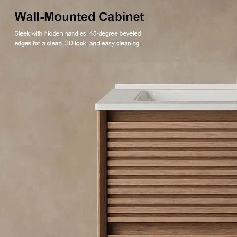 24/30/36" X 18" X 20" Wall-Mounted Bathroom Vanity with White Ceramic Sink and Natural Walnut Cabinet color: White+Walnut