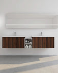 Floating Bathroom Cabinet with Sink & Soft-Close Doors - Ideal for Small Bathrooms color: California Walnut | size: 83 inch | combination: Middle Side Cabinet