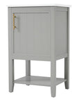 20" grey vanity bathroom unit with open shelf and gold handle | Ace Decor