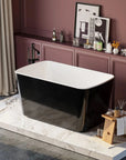 49"x28"Acrylic Square Japanese Style Freestanding Soaking Bathtub color: Black