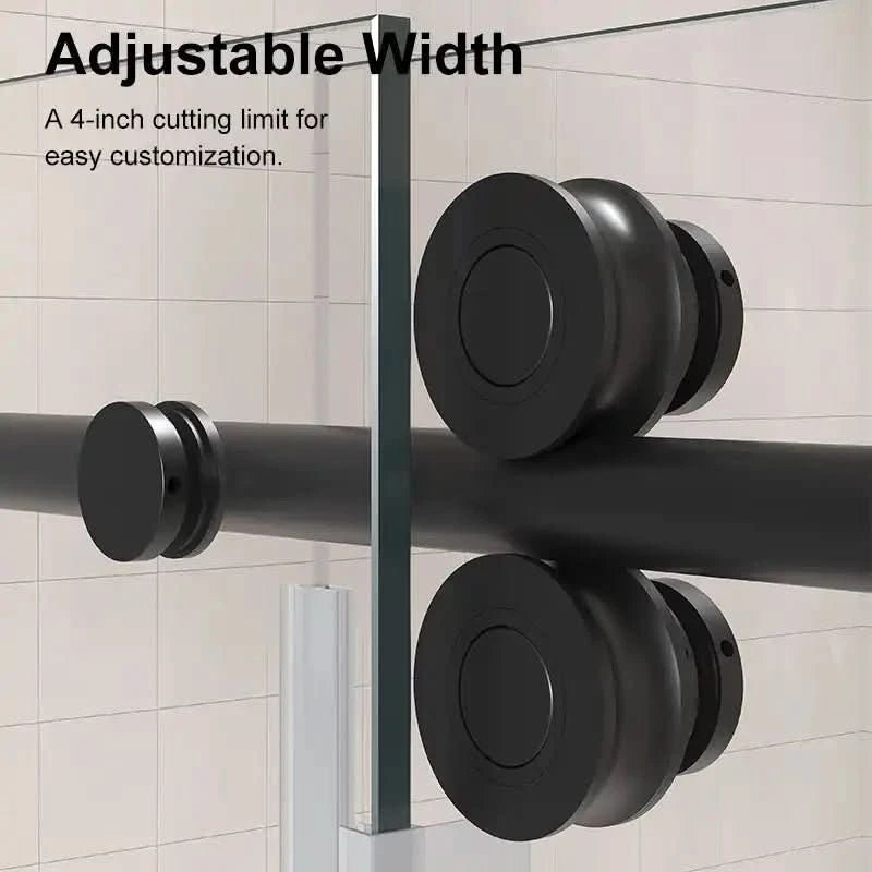 Gorgeous Single Sliding Frameless Shower Door With 3/8 Inch Clear Glass color:matte black