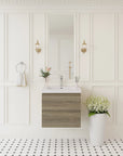 Oakmere Series 24" Ash Grey Bathroom Floating Vanity with Resin Sink & 2 Soft-Close Drawers
