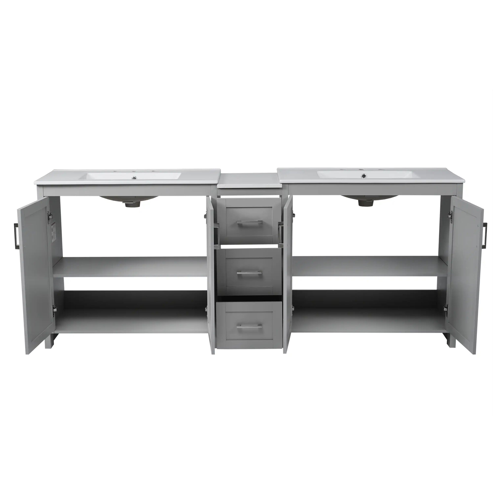 Elysian 84&quot; Freestanding Bathroom Vanity with Double Sinks – Grey