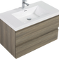 Floating Bathroom Vanity with Resin Top Basin & Soft Close Drawers - Modern Wall-Mounted Storage Cabinet color: Ash Grey